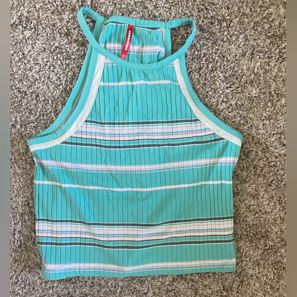 UnionBay Teal Halter Crop Tank Top Size large